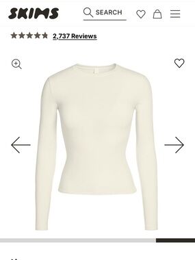 SKIMS Cream Long Sleeve Top in shade Bone, New with tags